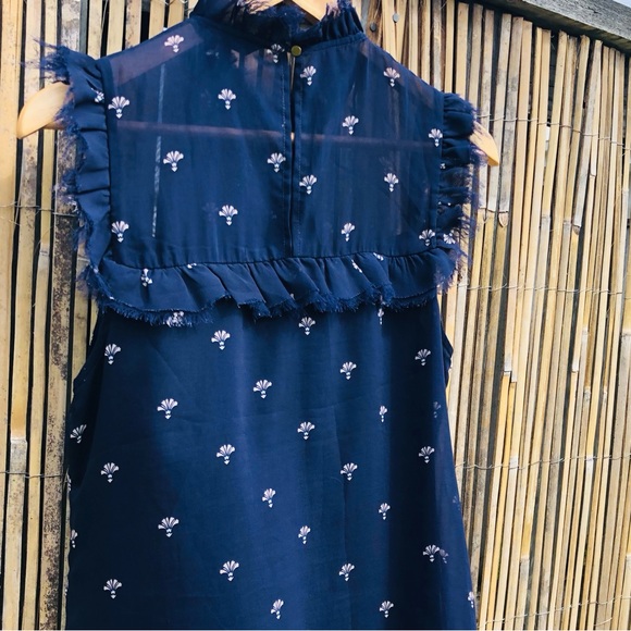 SOLD Portmans Navy Detailed High Neck Top w/ Pin Tucks 12 - Picture 4 of 17